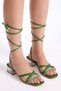 Women's Green Gecce Series Ankle-Tied Light Heeled Shoes with Stones on the Front - 3
