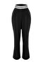 Siyah Wide Leg/Geniş Paça Yüksek Bel Kemer Detaylı Dokuma Kumaş Pantolon TWOSS23PL00150 Palazzo - 7