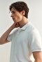 White Regular Short Sleeve Thick-Textured Button Polo Collar T-Shirt Tmnss23Po00018 - 4