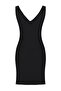 Black Fitted V-Neck Slit Detailed Mini Woven Dress TWOSS23EL02036 - 8