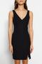 Black Fitted V-Neck Slit Detailed Mini Woven Dress TWOSS23EL02036 - 4