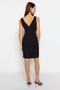 Black Fitted V-Neck Slit Detailed Mini Woven Dress TWOSS23EL02036 - 5