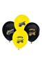 Construction Themed Yellow Black Printed Balloon 20 Pieces - 2