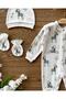 Organic Cotton 3-Piece Newborn Set with Gloves, Hat and Booties Baby Rompers Set Zebra - 2
