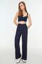 Lacivert Yüksek Bel Wide Leg/Geniş Paça Çizgili Dokuma Pantolon TWOSS22PL0100 - 3
