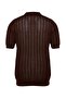 Kahverengi Relaxed Pamuklu Kısa Kol Polo Yaka Ajurlu Triko T-shirt TMNSS23PO00024 - 8