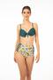 Women's Patterned Cross Biritli Front Tie Detailed High Waist Bikini Set - Red - 3