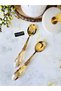 Diamond 2 Piece Gold Salad Serving Set with Crystal Handles - 2