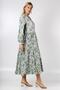 Italian Light Green V-Neck Long Sleeve Floral Ruffled Hem Woven Dress - 6