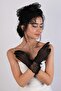 Polka Dot Bridal Hat and Ribbon Bridal Gloves - 6