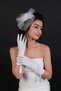 White Tassel Detailed Bridal Gloves and Wedding Hat - 6