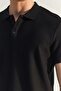 Black Regular Short Sleeve Thick-Textured Button Polo Collar T-Shirt Tmnss23Po00018 - 3
