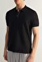 Black Regular Short Sleeve Thick-Textured Button Polo Collar T-Shirt Tmnss23Po00018 - 4