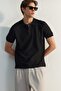 Black Regular Short Sleeve Thick-Textured Button Polo Collar T-Shirt Tmnss23Po00018 - 5