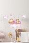 Pink Sleepwear Teddy Bear Cloud Stars Living Room Bedroom Kitchen Balcony Home Wall Decoration Paper Sticker