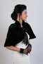 Soft Bridal Bolero Fur with Black Ribbon Brooch - 4