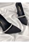 Black Satin Stone Belted Stiletto - 4