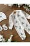 Organic Cotton 3-Piece Newborn Set with Gloves, Hat and Booties Baby Rompers Set Zebra - 3
