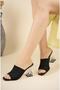 Women's Transparent Curled Heeled Flat Knitwear Slippers - 2