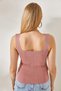 Women's Dusty Rose Square Collar Corduroy Skirt Detailed Crop Knitwear Blouse BLZ-19001872 - 6
