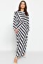 Black Striped Degaje Collar Woven Dress TCTSS23EB00279 - 3
