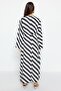 Black Striped Degaje Collar Woven Dress TCTSS23EB00279 - 6