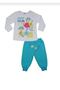 Girl's Baby 100% Cotton Cotton White Color Blouse Blue Color Trousers Filamingo Bottom Top 2 Pieces Set - 3