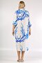Italian White Blue Shirt Collar 3/4 Sleeve Buttoned Woven Dress - 7