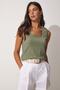 Women's Green Square Neck Knitted Blouse DD01200 - 3