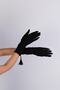 Black Tassel Detailed Long Costume Handpiece and Polka Dot Bridal Cap Set - 8