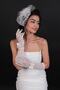White Polka Dot Bridal Cap and Feather Ribbon Detailed Wedding Gloves - 3