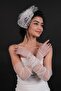 White Polka Dot Bridal Voilet and Long White Bridal Gloves Set