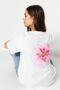 Ekru %100 Kalın Pamuklu Sırt Baskılı Relaxed/Geniş Rahat Kesim Örme T-Shirt TWOSS23TS00374 - 2