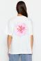 Ekru %100 Kalın Pamuklu Sırt Baskılı Relaxed/Geniş Rahat Kesim Örme T-Shirt TWOSS23TS00374 - 6