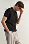 Black Regular Short Sleeve Thick-Textured Button Polo Collar T-Shirt Tmnss23Po00018 - 2