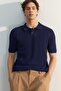 Lacivert Relaxed Kısa Kol Triko Polo Yaka T-shirt TMNSS23PO00025