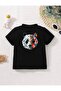 Children's Black Panda Front and Back Printed Oversize T-shirt