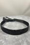 Black Bead Embroidered Chain Stoned Evening Dress Waist Belt - 2
