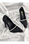Black Satin Stone Belted Stiletto