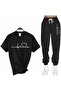 Special Production White Heartbeat Printed Short Sleeve Summer Women's Tracksuit Set