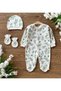 Organic 3-Piece Newborn Hospital Release Set with Gloves and Hat and Booties Baby Rompers Set Cactus