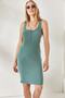 Women's Green Buttoned Camisole Dress ELB-19001542 - 4