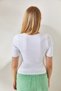 Women's White Kiss Detailed Crop Knitwear Blouse BLZ-19002243 - 5