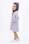 Lilac Pitched Cotton Hooded Girl's Dress with Snap Fasteners on the Front - 3
