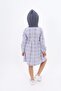 Lilac Pitched Cotton Hooded Girl's Dress with Snap Fasteners on the Front - 5
