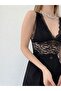 Women's Black V-Neck Lace Bustier Bralet Blouse Blz5500 - 4