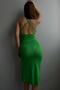 Women's Green Double Breasted Collar Slit Pareo 6575 - 2