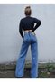 Wooden Lycra Women's Light Snow Wash Super High Waist Loose Leg Denim Loose Palazzo Pants - 3