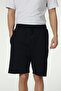 Men's Elastic Waist Pocket Detail Label Regular Fit Shorts Navy Blue - 2