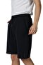 Men's Elastic Waist Pocket Detail Label Regular Fit Shorts Navy Blue - 4